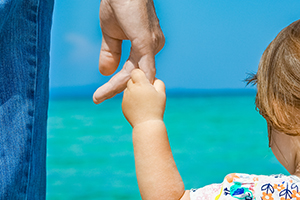 Hands Happy Parent Child Sea Greece